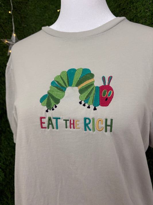 Eat the Rich Caterpillar Khaki T-Shirt S