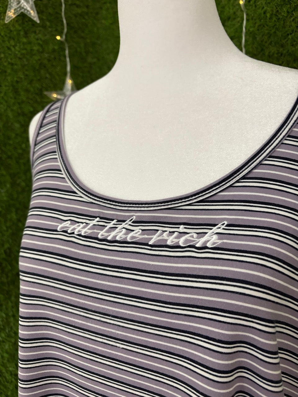 Eat the Rich Striped Tank Top 3XL
