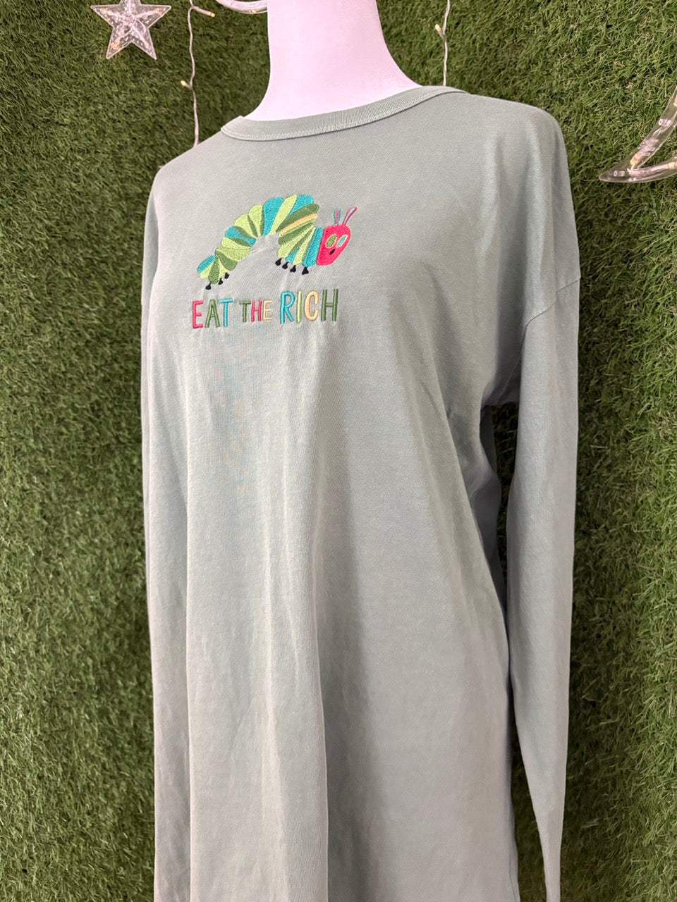 Eat the Rich Caterpillar Green Long Sleeve XS