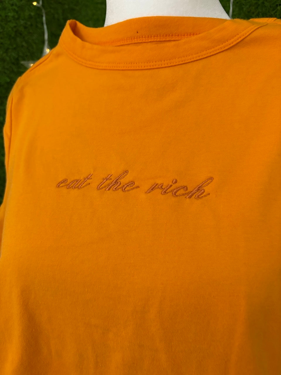 Eat the Rich Orange Baby Tee XXS