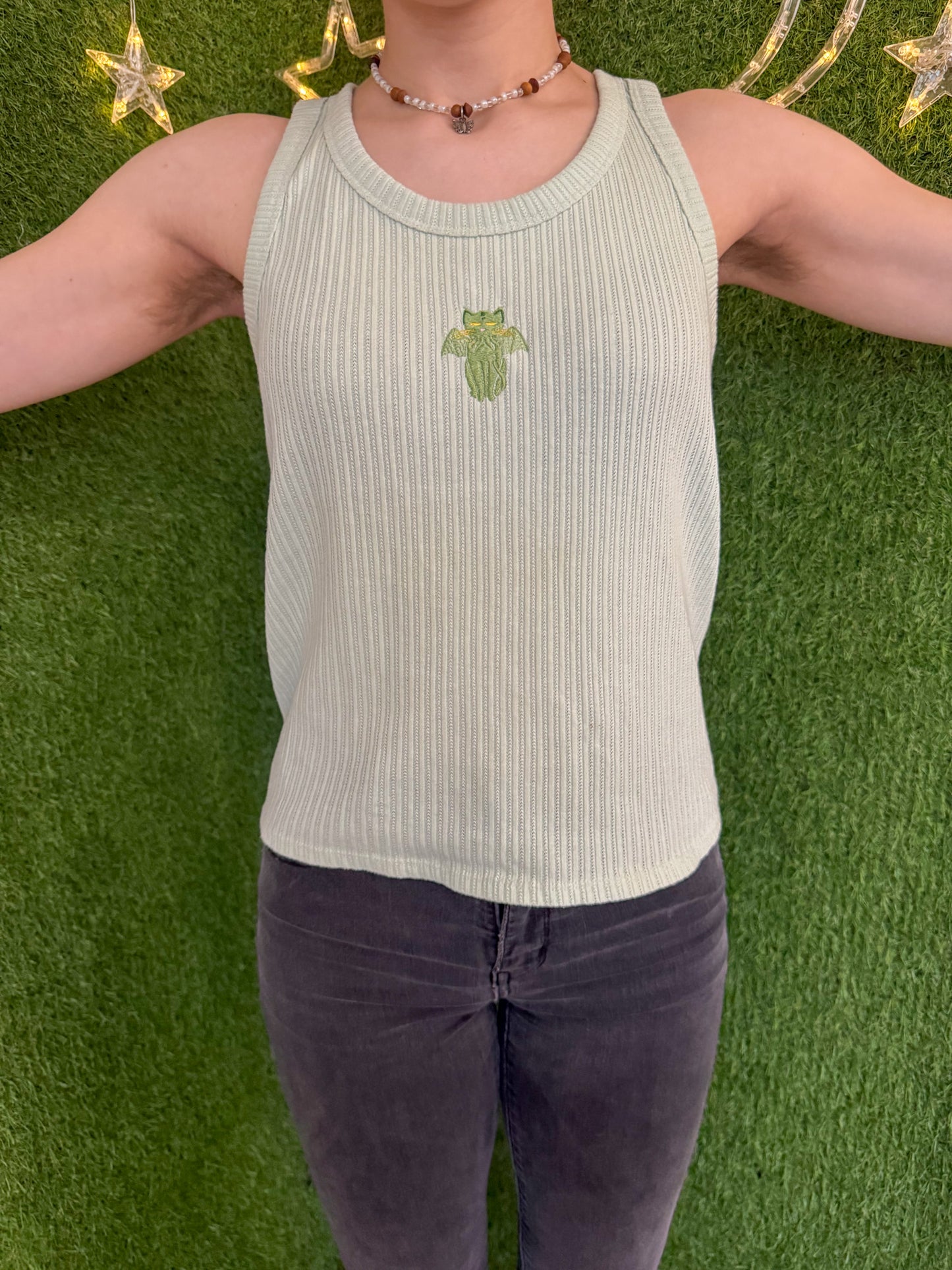 Cthulhu Cat Light Green Tank Top L