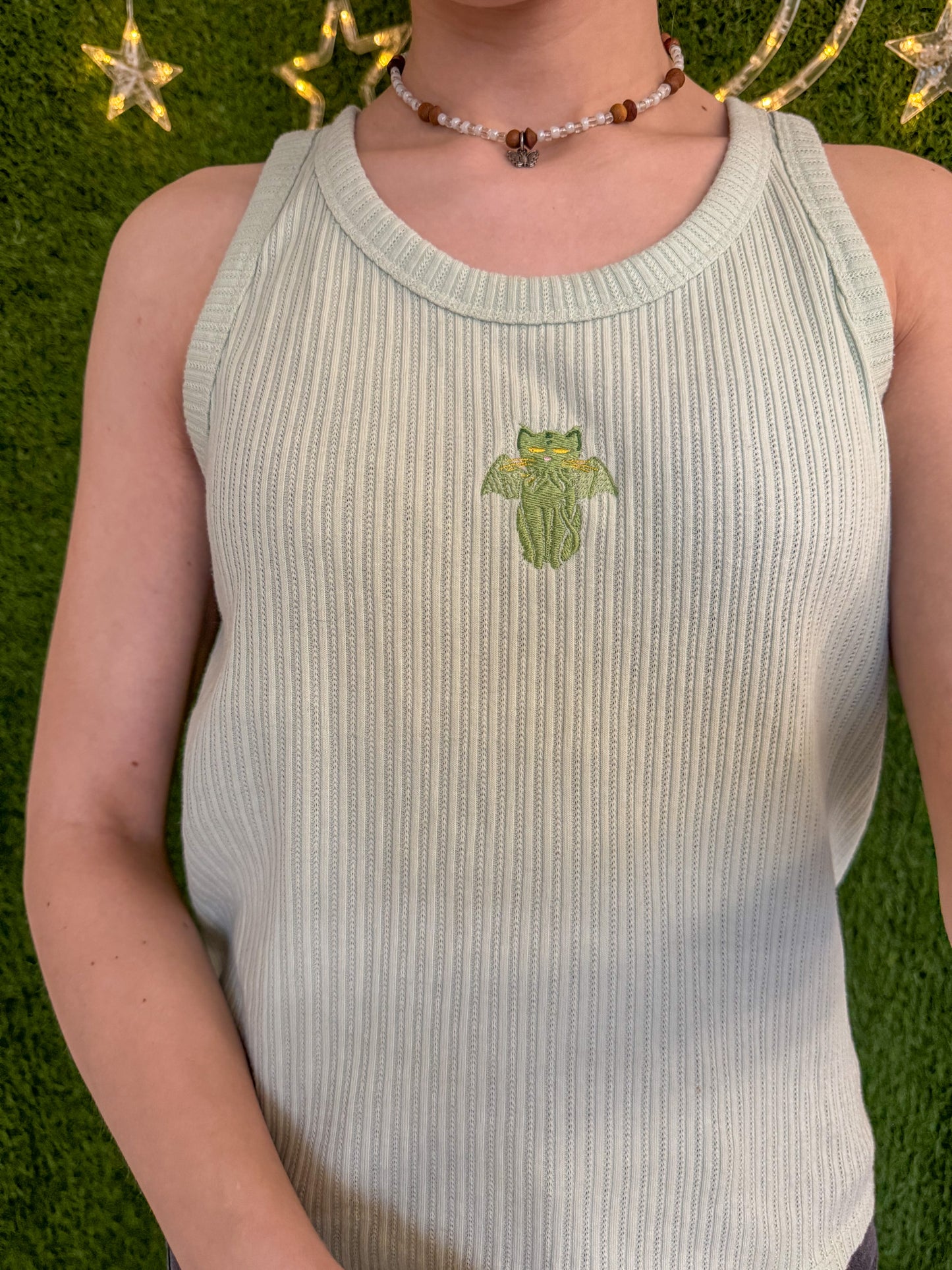 Cthulhu Cat Light Green Tank Top L
