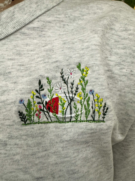 Grey Champion Floral Cropped Long Sleeve S