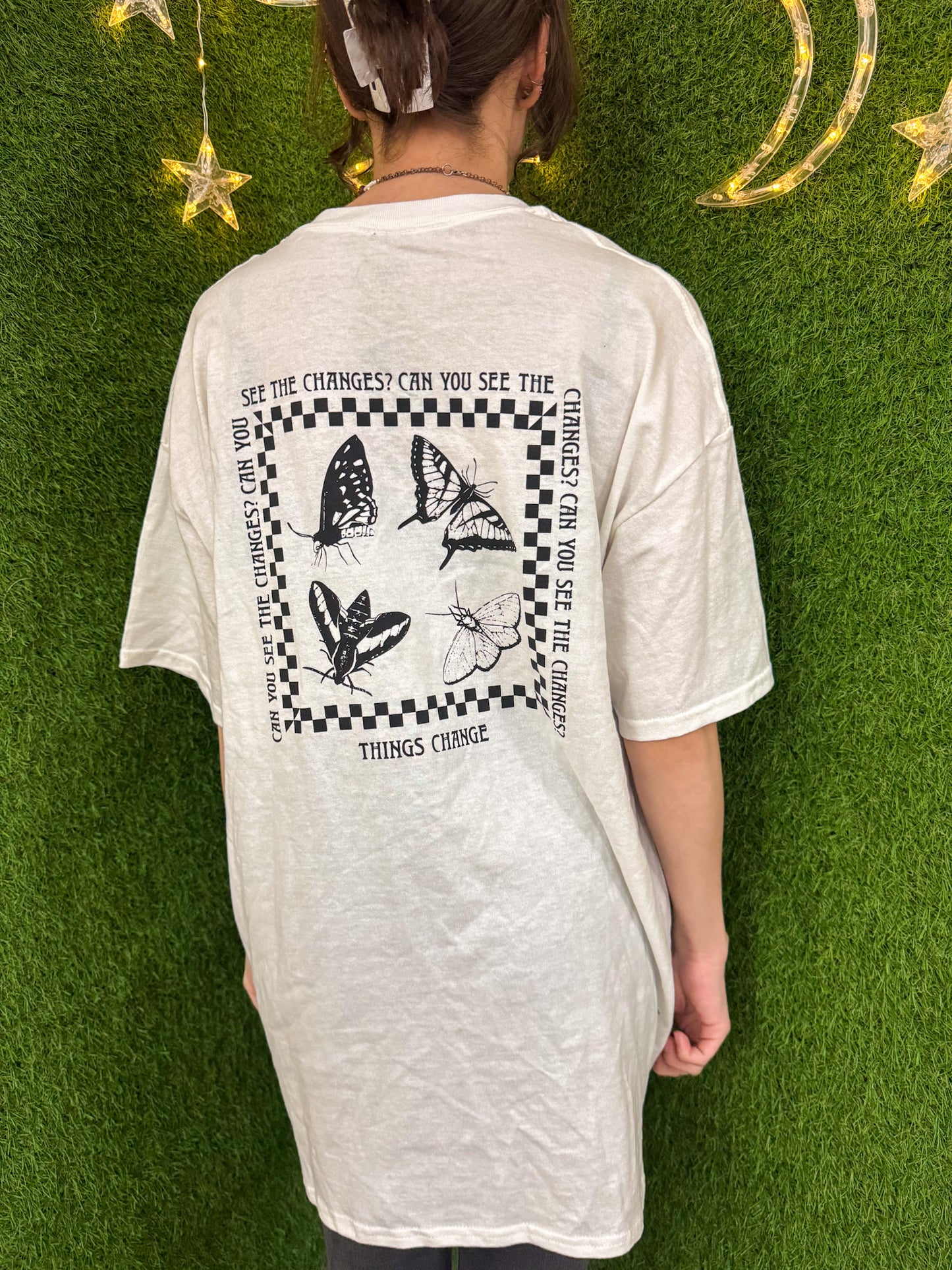 Floral Butterfly White T-Shirt XL