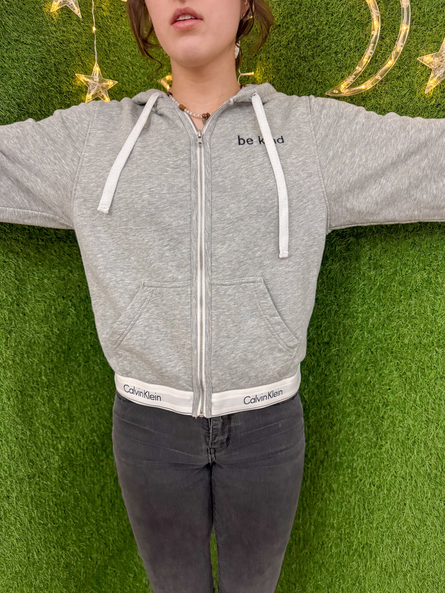 Be Kind Grey Zip Up Hoodie M