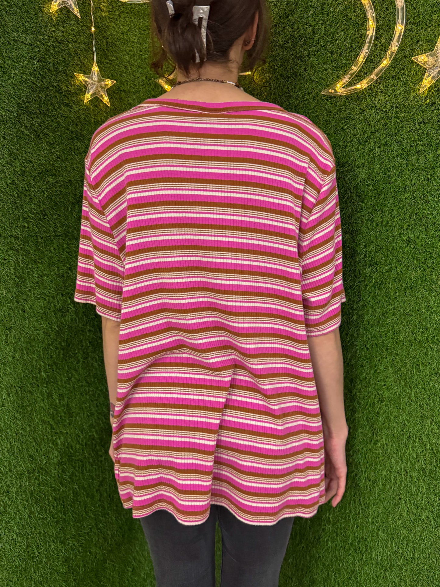 Be Kind Pink Striped T-Shirt 2XL