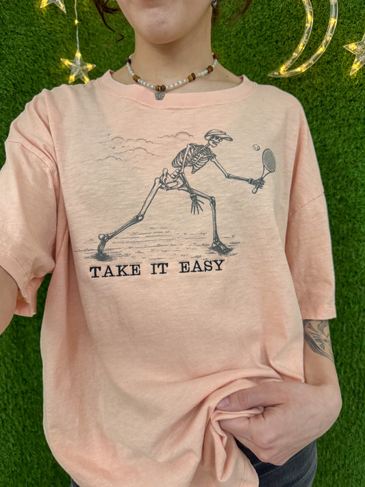 Take It Easy Tennis Skeleton T-Shirt M