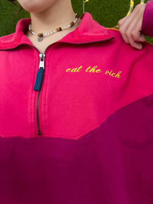 Eat the Rich Funky Cropped Quarter Zip Crewneck XS