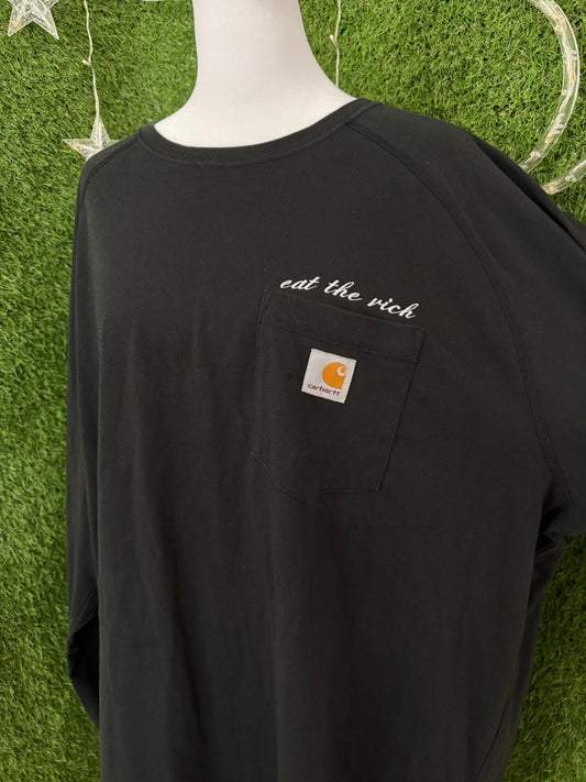 Eat the Rich Black Long Sleeve Pocket Tee 2XL