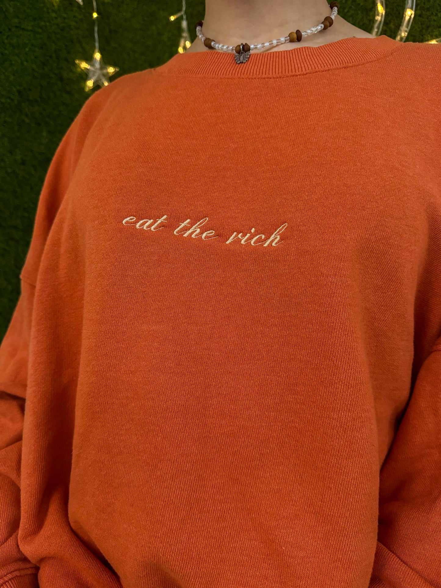 Eat the Rich Orange Crewneck 3XL