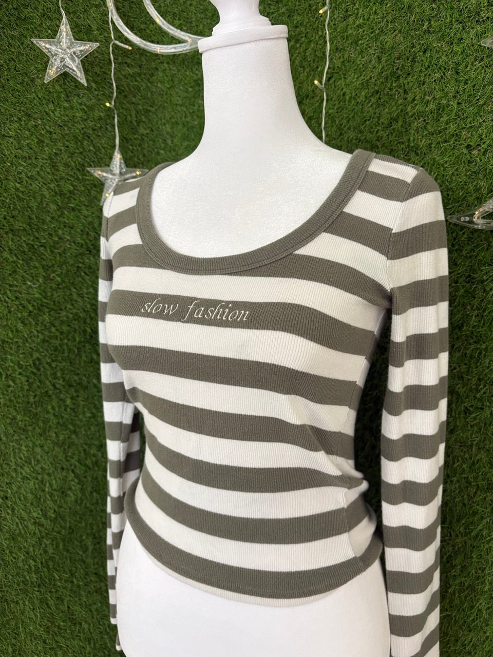 Slow Fashion Striped Ribbed Long Sleeve S