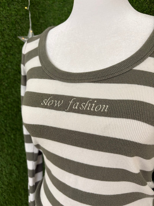 Slow Fashion Striped Ribbed Long Sleeve S