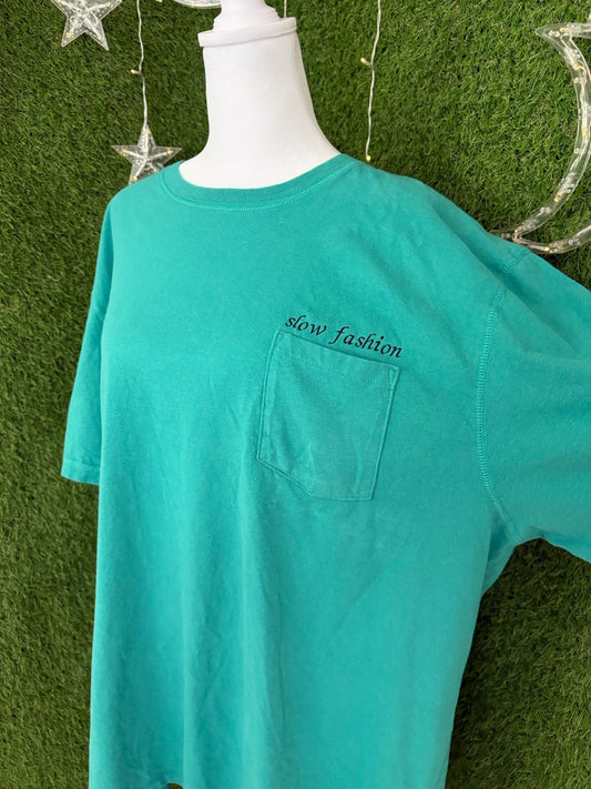 Slow Fashion Teal Pocket Tee 3XL