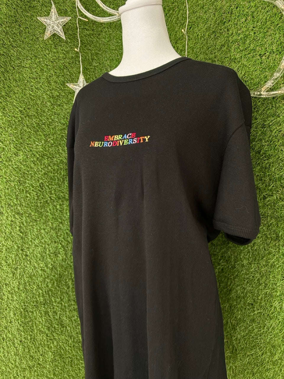 Embrace Neurodiversity Black Ribbed Tee XL