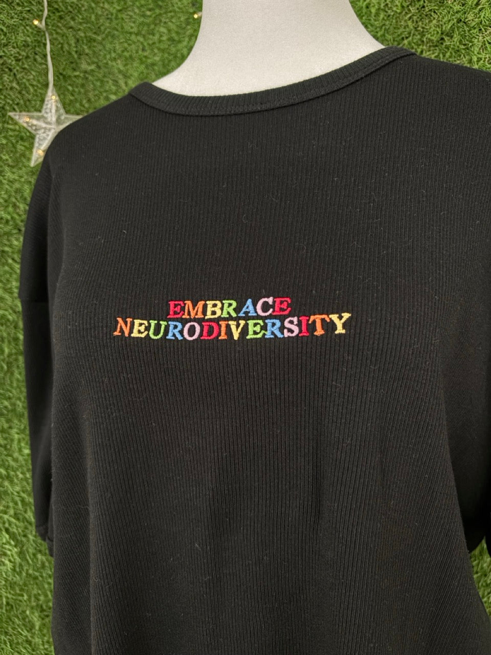 Embrace Neurodiversity Black Ribbed Tee XL