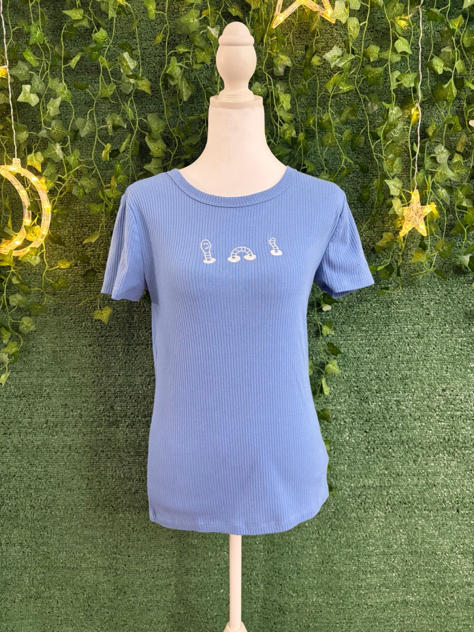 Worm Blue Ribbed Tee S