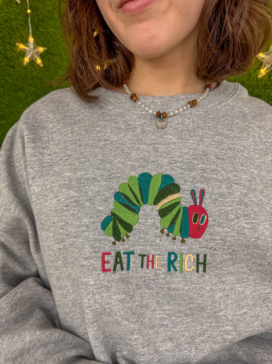 Eat the Rich Grey Crewneck Sweatshirt XL