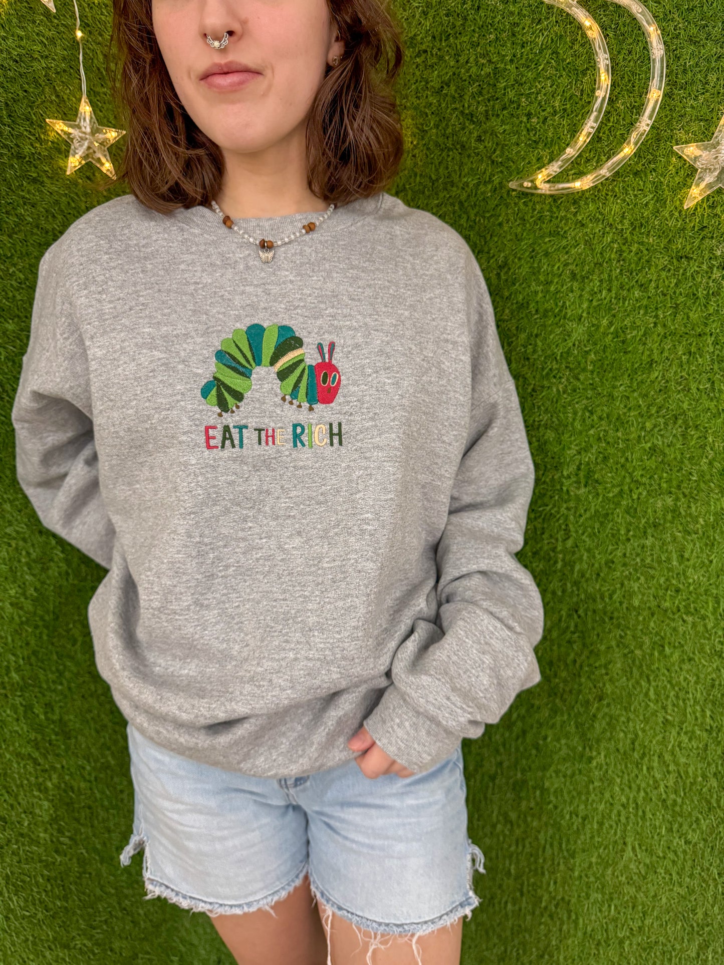 Eat the Rich Grey Crewneck Sweatshirt XL