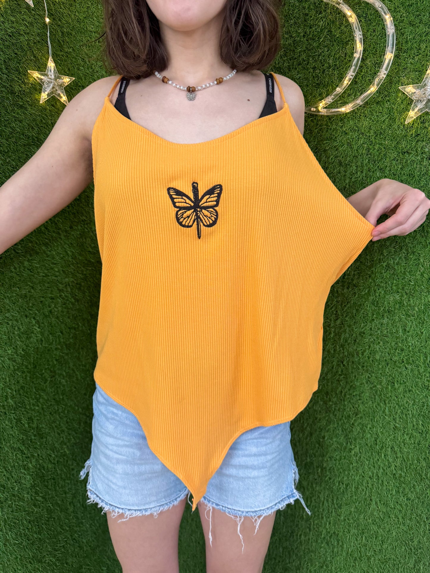 Orange Butterfly Tank Bodysuit 2XL