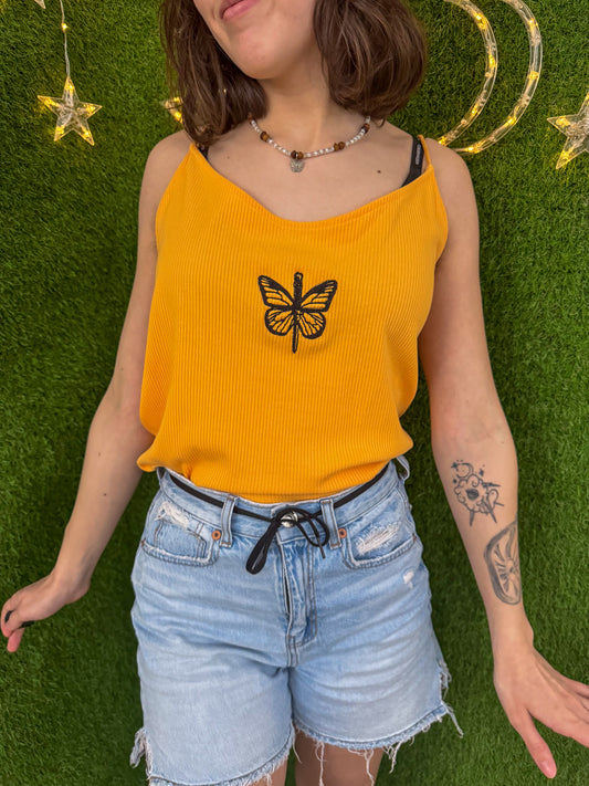 Orange Butterfly Tank Bodysuit 2XL
