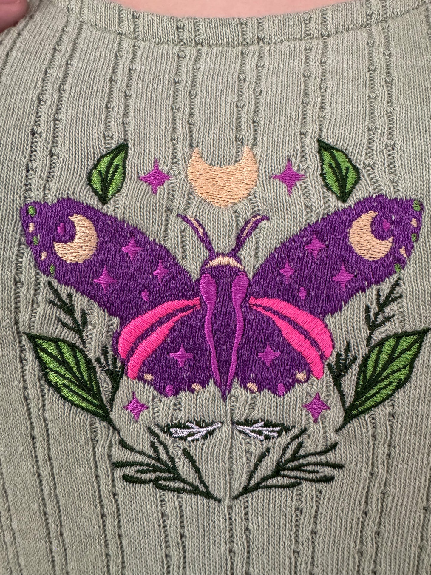 Green Moth Ribbed Tank Dress L