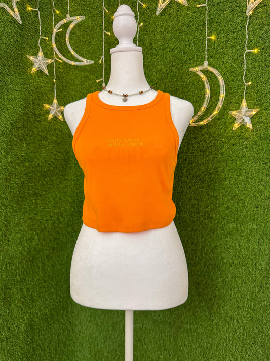 Smoke Blunt Orange Halter Cropped Tank L