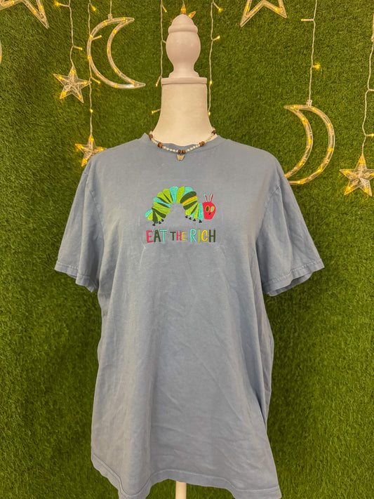 Eat The Rich Caterpillar Blue T-Shirt L