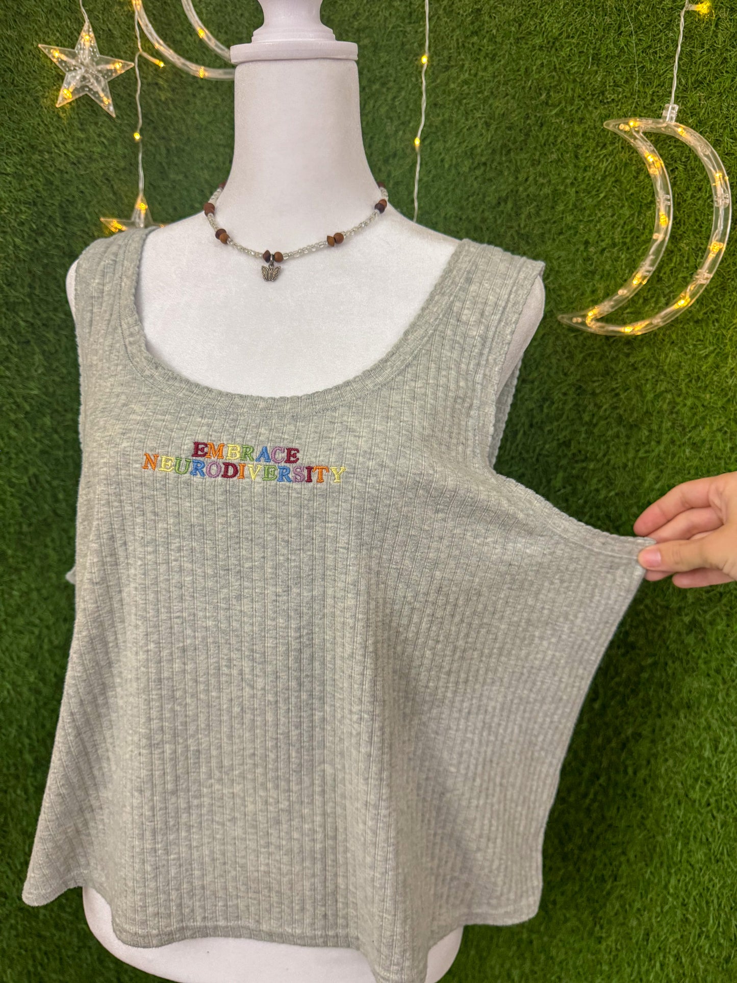Embrace Neurodiversity Grey Cropped Tank 2XL
