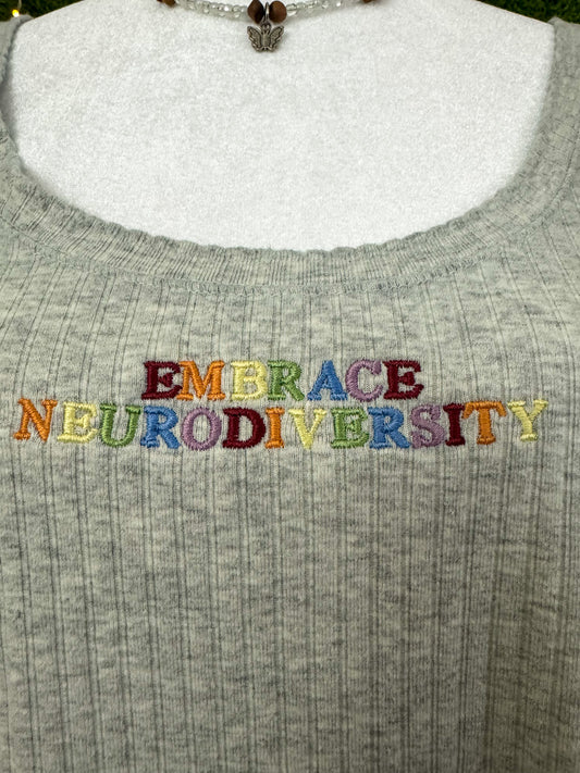Embrace Neurodiversity Grey Cropped Tank 2XL
