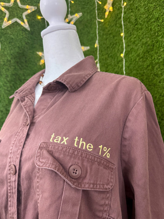 Tax The 1% Plum Denim Button Up Long Sleeve L