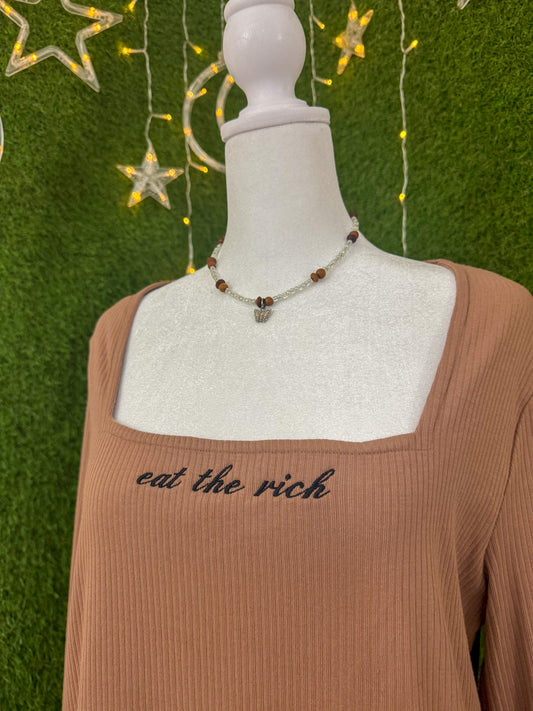Eat The Rich Long Sleeve Bodysuit 2XL