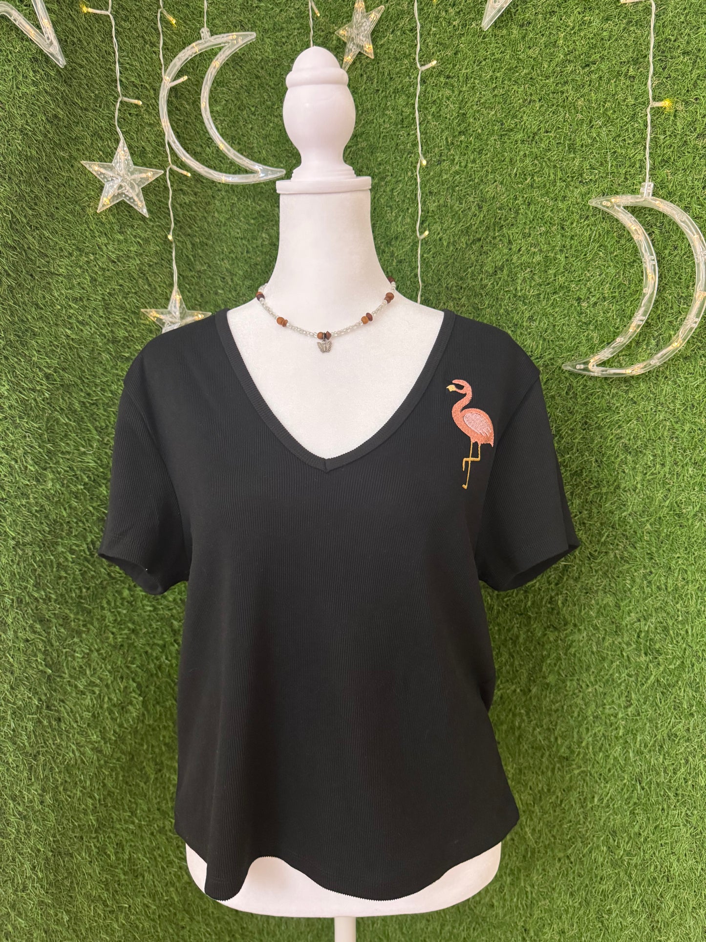 Flamingo Black V-Neck 3XL