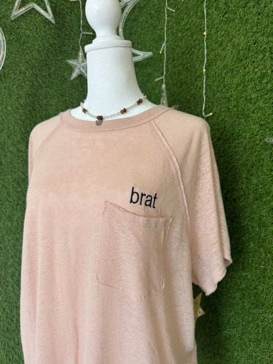 Brat Light Pink Pocket Tee S