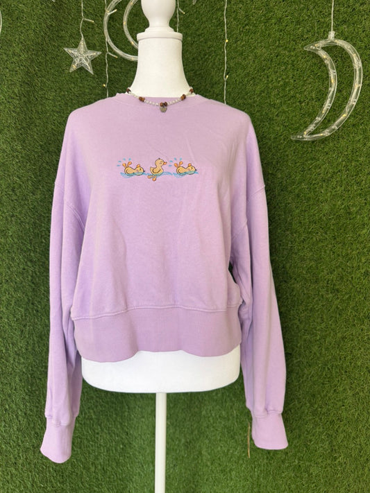 Little Ducks Cropped Purple Crewneck S