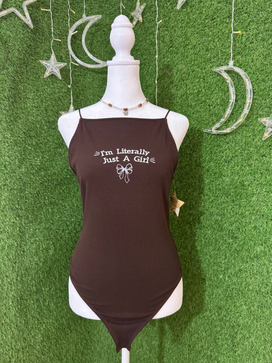 Just A Girl Halter Tank Brown Bodysuit L