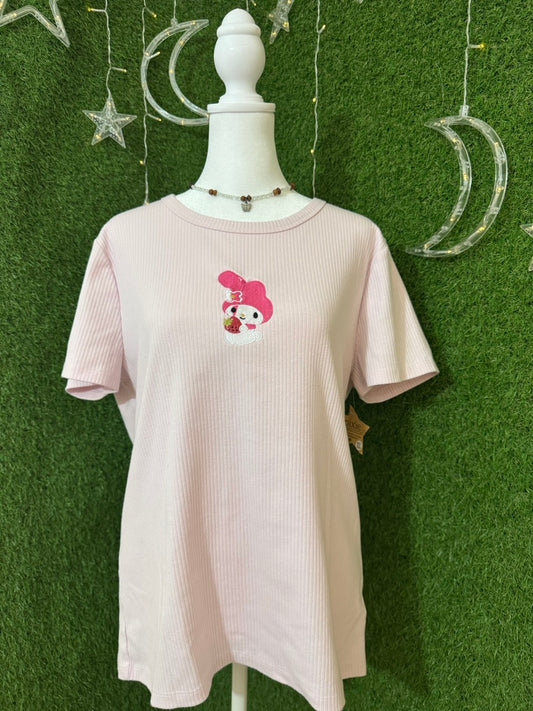 Pink Bunny Pink Ribbed T-Shirt XL