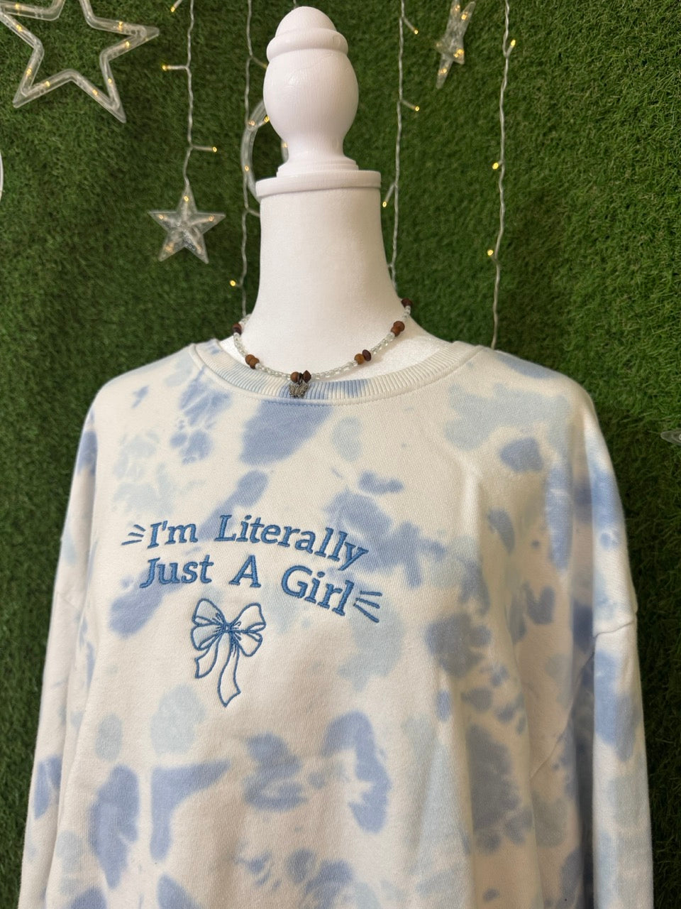 Literally Just a Girl Blue Tie Dye Cropped Crewneck XL