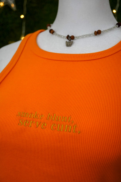 Smoke Blunt Orange Halter Cropped Tank L
