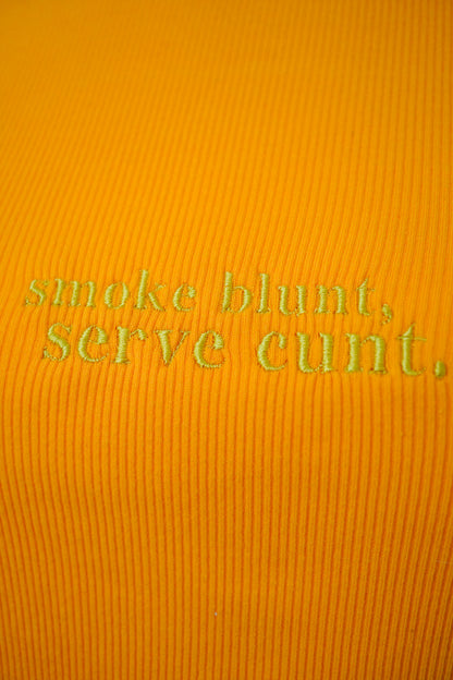 Smoke Blunt Orange Halter Cropped Tank L
