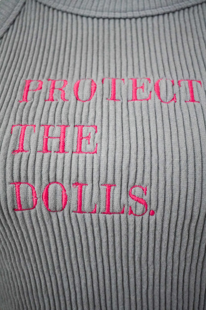 Protect the Dolls Grey Ribbed Halter Top M