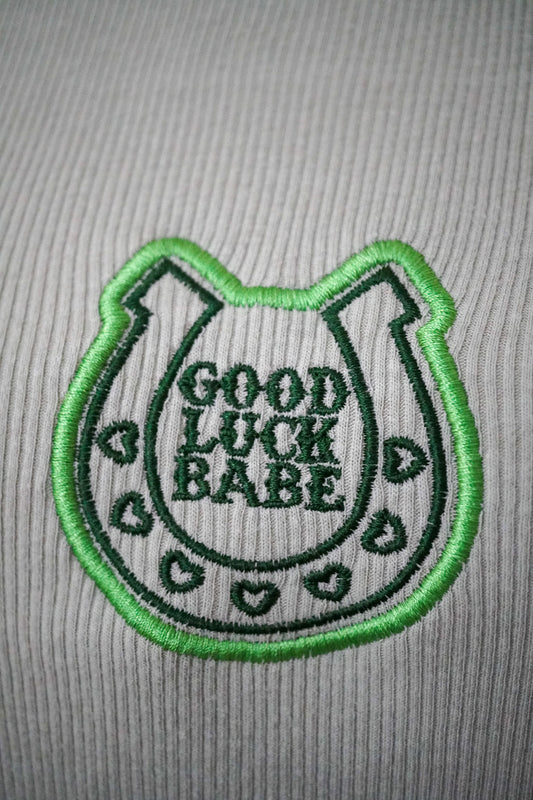 Good Luck Babe Sage Cropped Tank XL