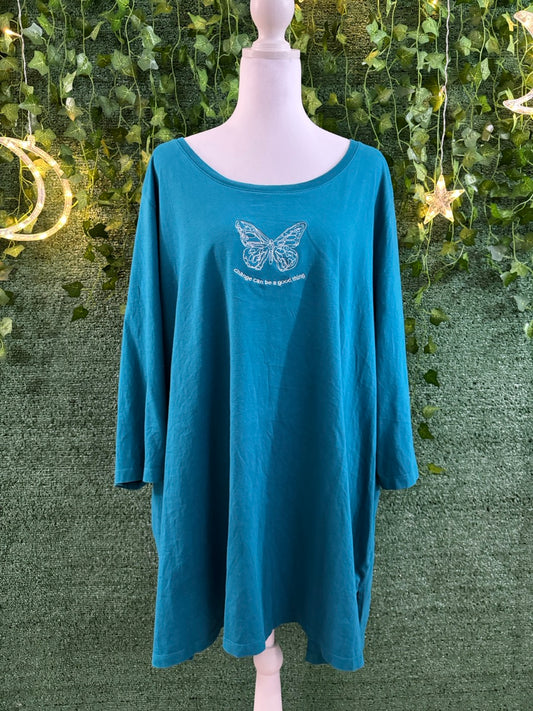 Change Can Be A Good Thing Teal 3/4 Sleeve Tee 3XL