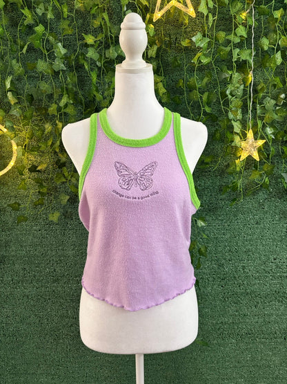 Change Can Be A Good Thing Purple and Green Tank L