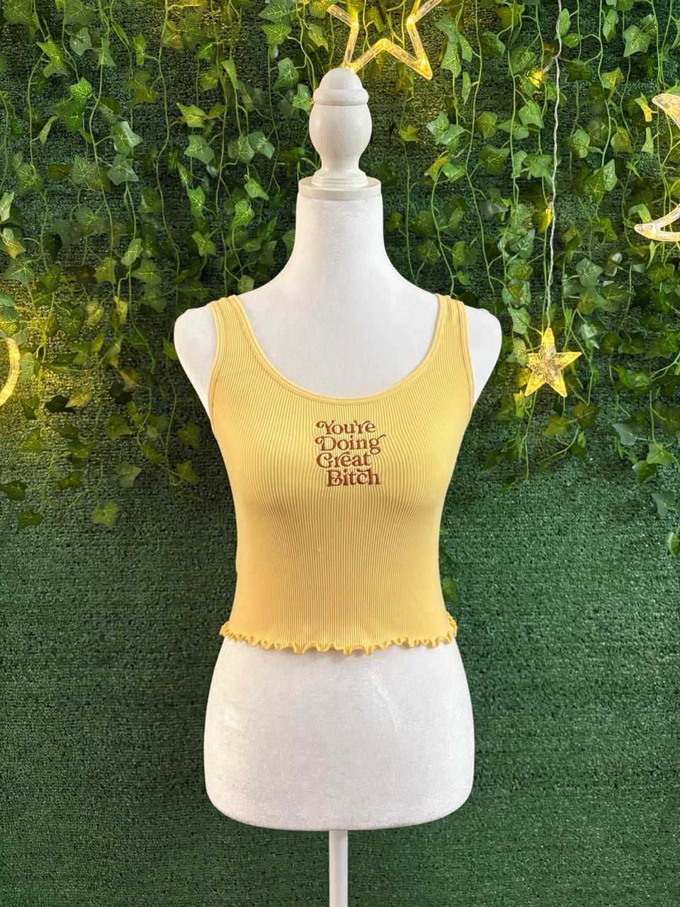 You're Doing Great Yellow Cropped Tank S