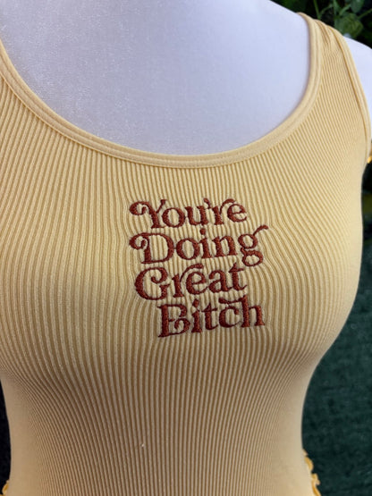 You're Doing Great Yellow Cropped Tank S