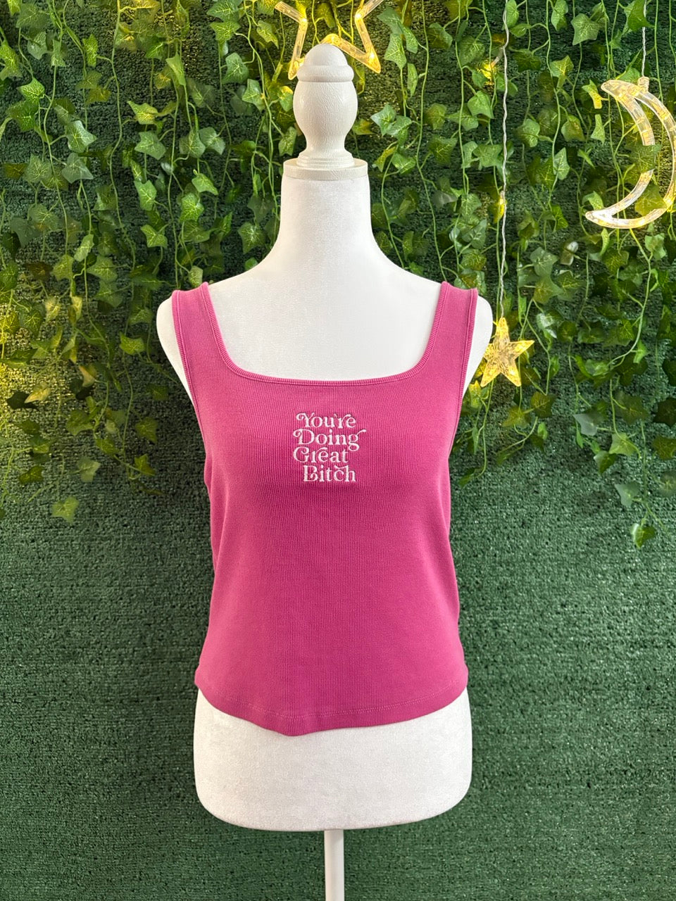 You're Doing Great Pink Cropped Tank L