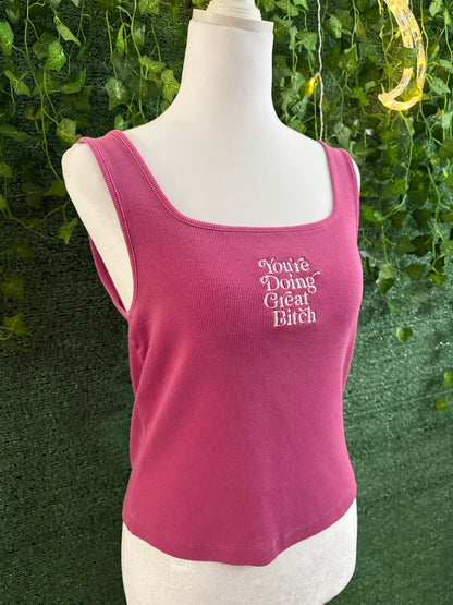 You're Doing Great Pink Cropped Tank L