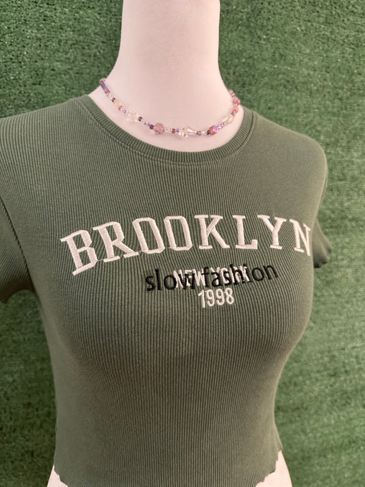 Slow Fashion Green Cropped Baby Tee S