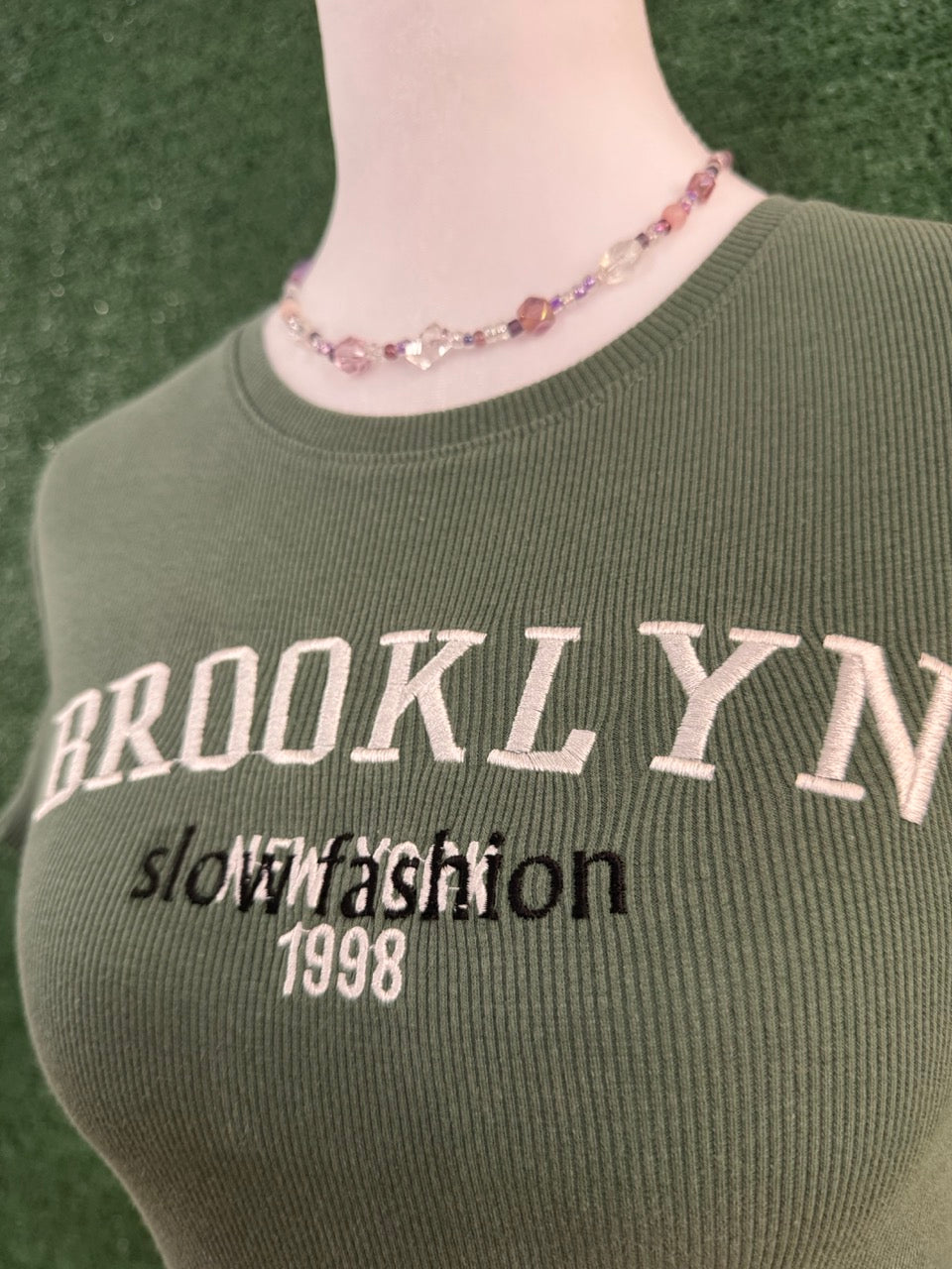 Slow Fashion Green Cropped Baby Tee S
