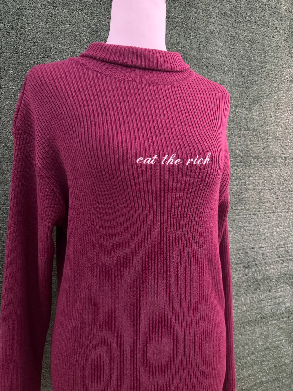 Eat the Rich Maroon Stretch Fit Turtleneck Long Sleeve 3XL